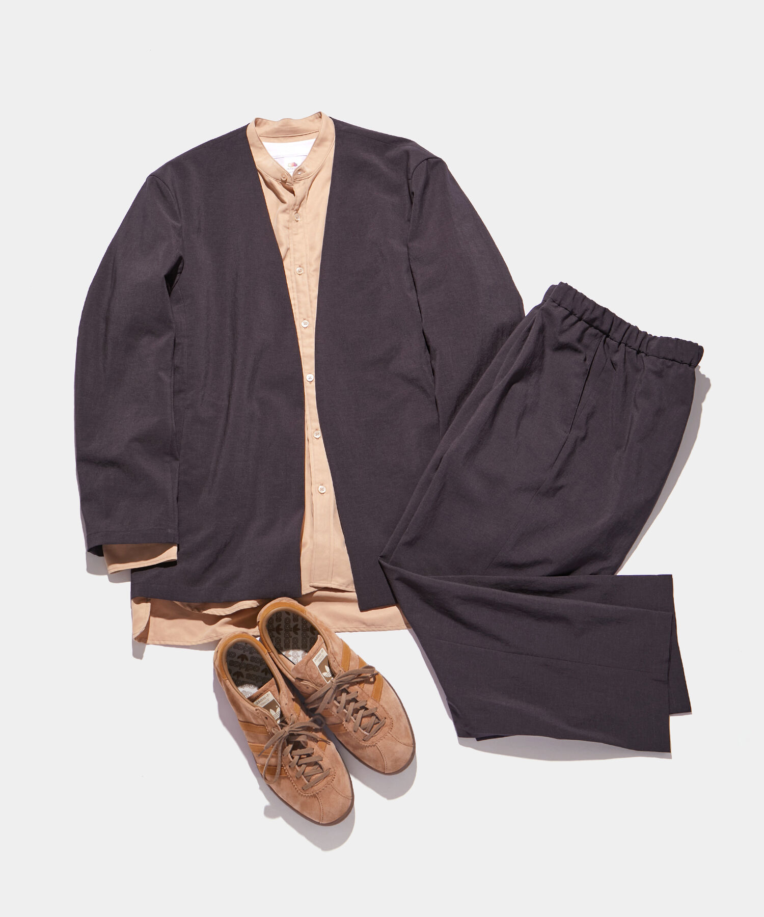 ADAM ET ROPE'「2点セット【RIRANCHA / リランチェ】セットアップ / ノーカラージャケット＆イージーパンツ / イージーケア」|スーツ|ブラック系(02)