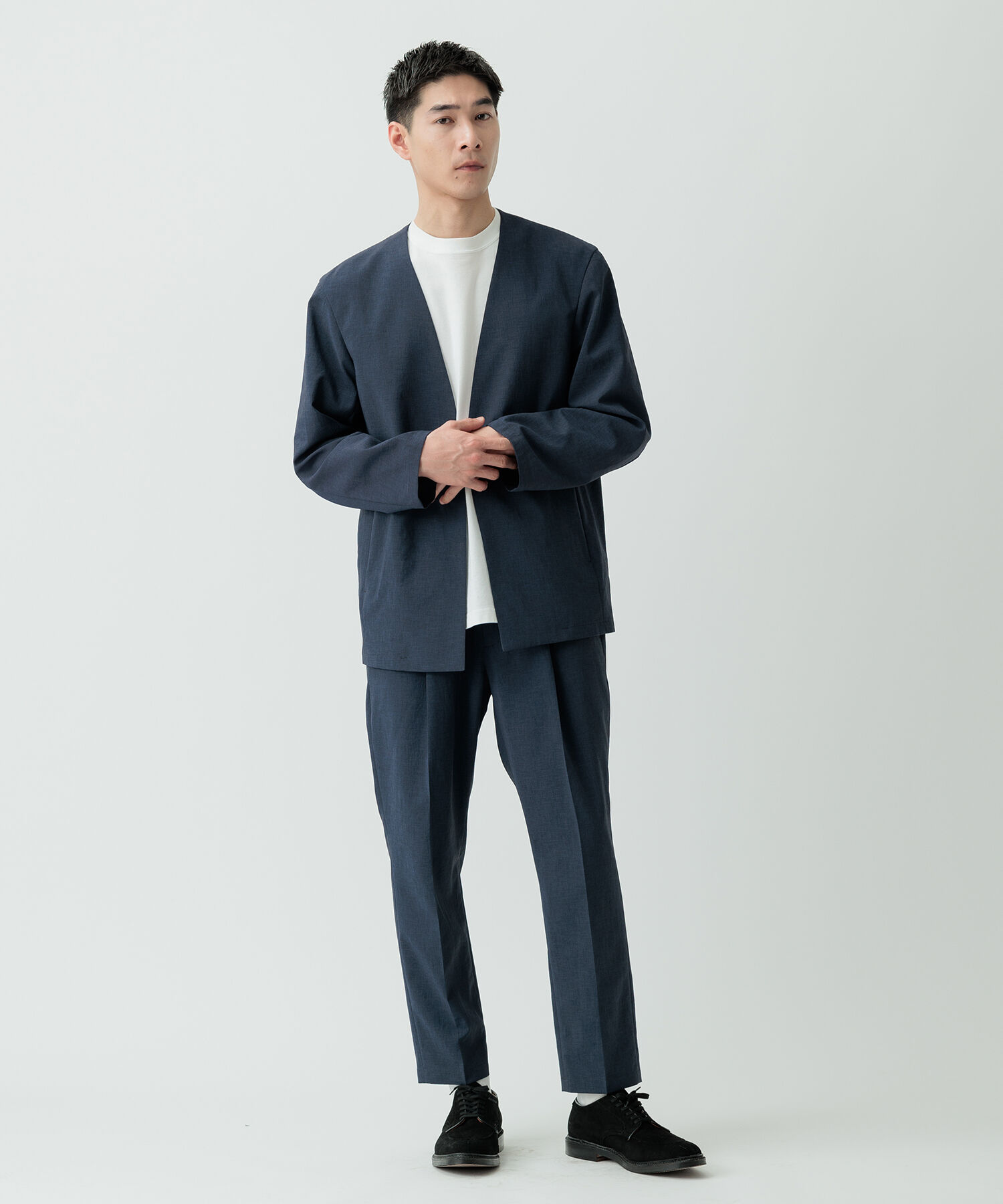 ADAM ET ROPE'「2点セット【RIRANCHA / リランチェ】セットアップ / ノーカラージャケット＆イージーパンツ / イージーケア」|スーツ|