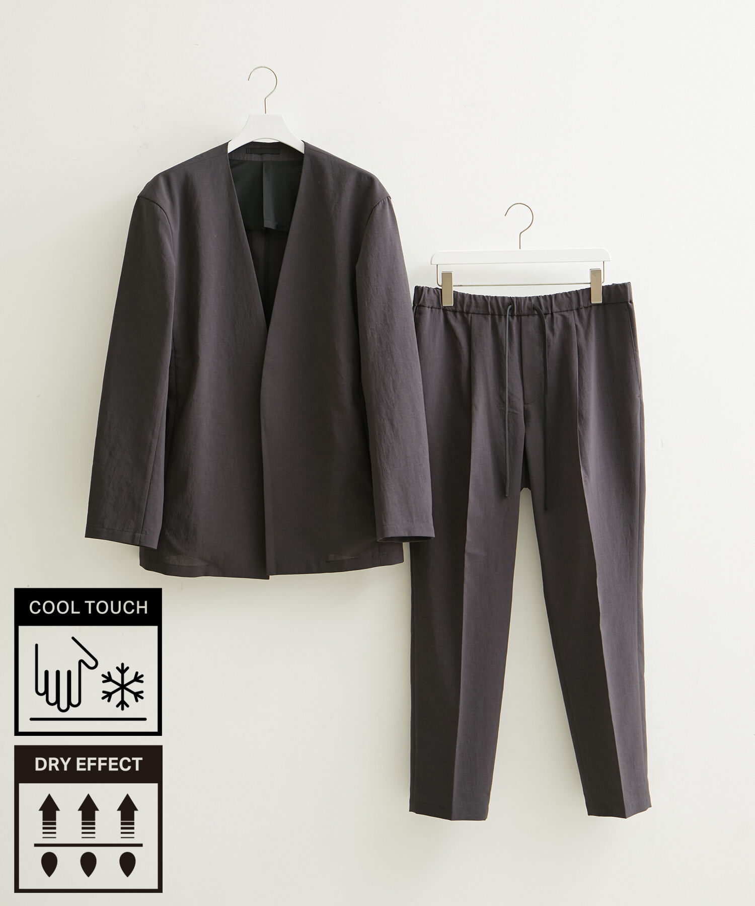 ADAM ET ROPE'「2点セット【RIRANCHA / リランチェ】セットアップ / ノーカラージャケット＆イージーパンツ / イージーケア」|スーツ|