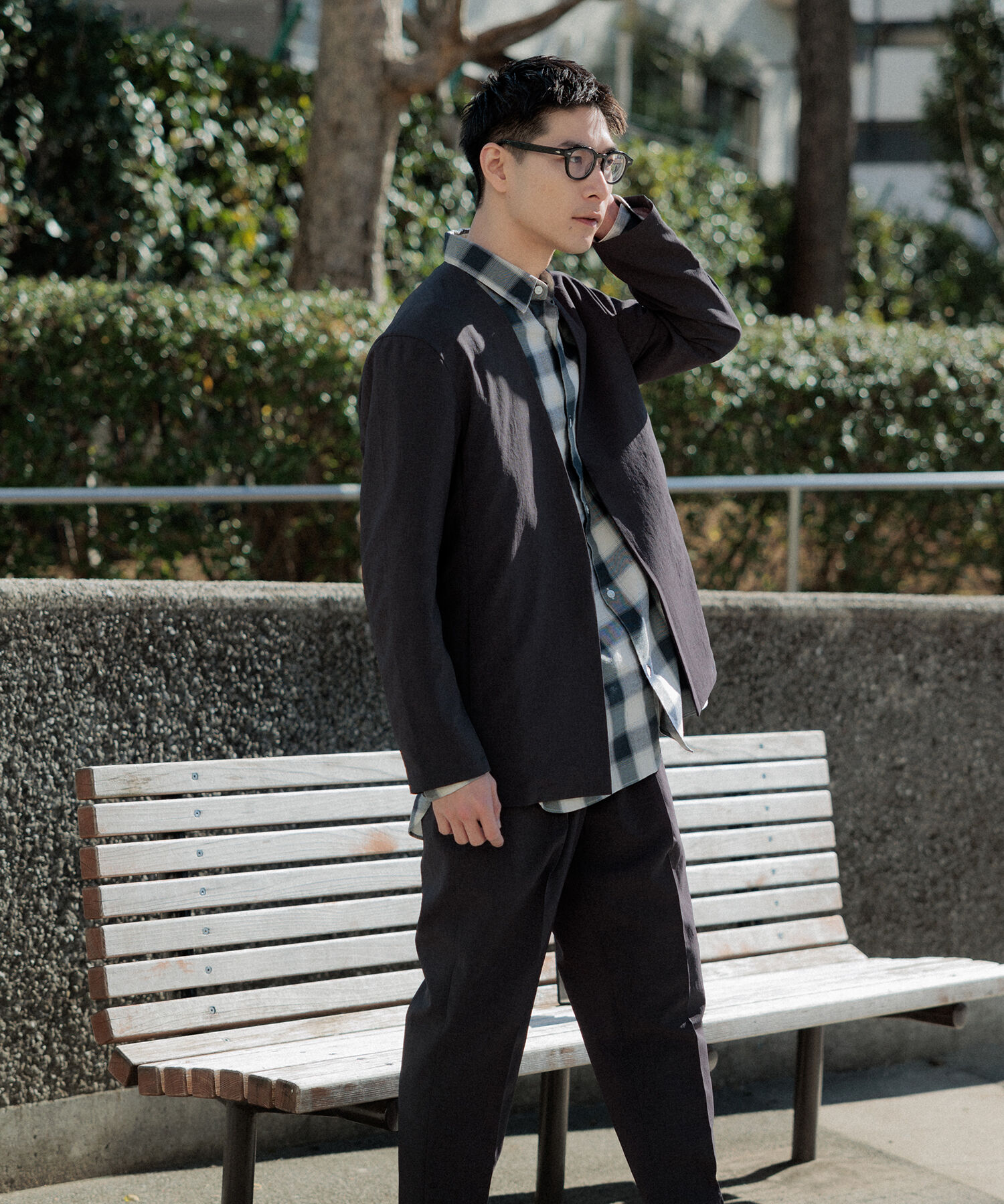 ADAM ET ROPE'「2点セット【RIRANCHA / リランチェ】セットアップ / ノーカラージャケット＆イージーパンツ / イージーケア」|スーツ|