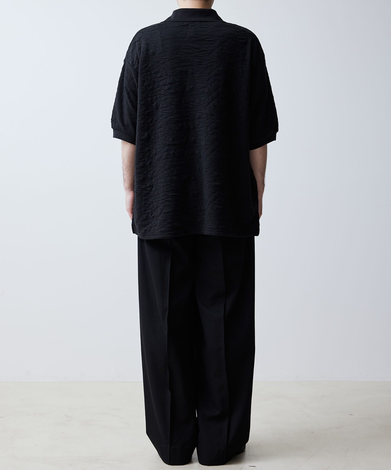 ADAM ET ROPE'「【WEB限定】ハーフスリーブ ジャガード ニットポロ / オーバーサイズ / ストレッチ / ユニセックス」|ポロシャツ|