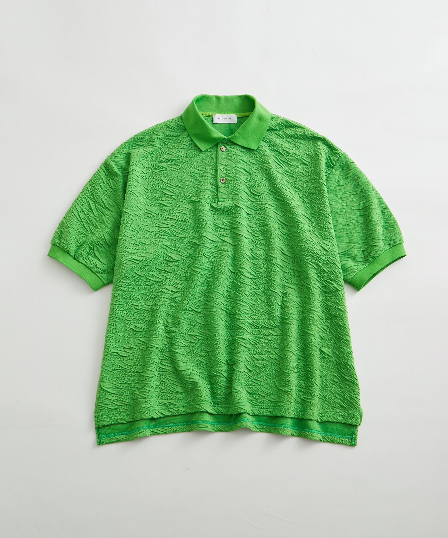 ADAM ET ROPE'「【WEB限定】ハーフスリーブ ジャガード ニットポロ / オーバーサイズ / ストレッチ / ユニセックス」|ポロシャツ|グリーン(30)