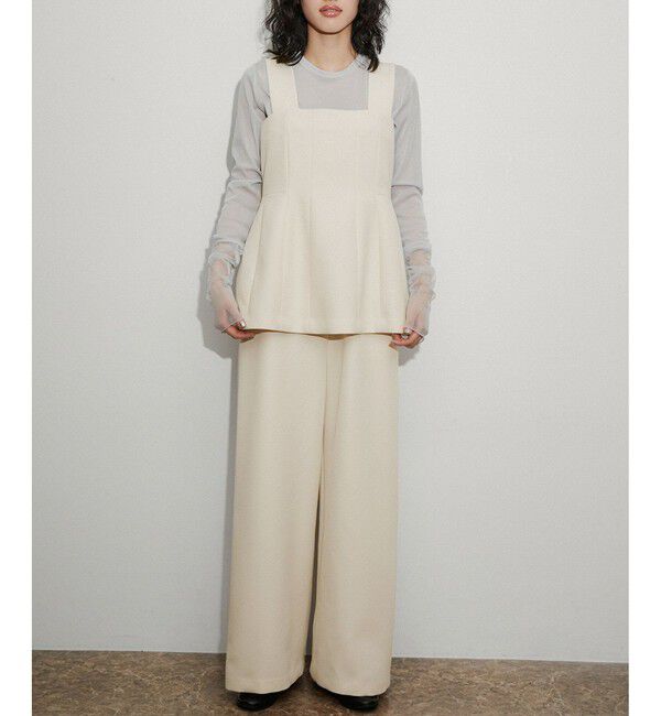 ADAM ET ROPE'「【逸品】・【サステナブル】ペプラムロンパース」|オールインワン|