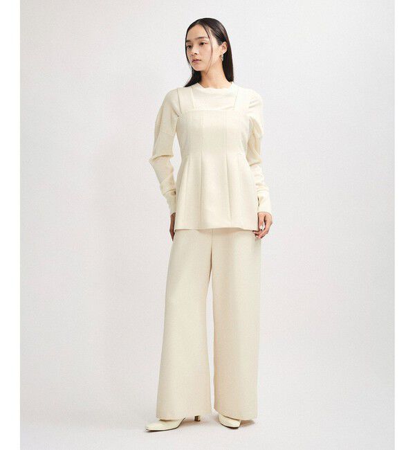 ADAM ET ROPE'「【逸品】・【サステナブル】ペプラムロンパース」|オールインワン|