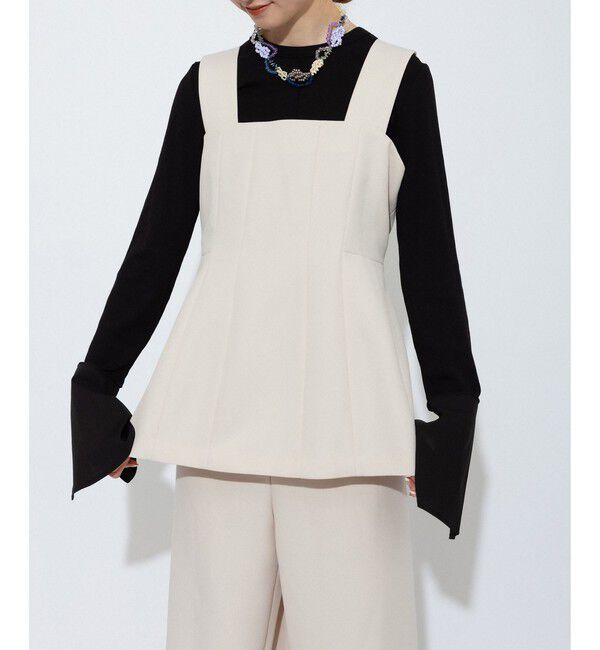 ADAM ET ROPE'「【逸品】・【サステナブル】ペプラムロンパース」|オールインワン|