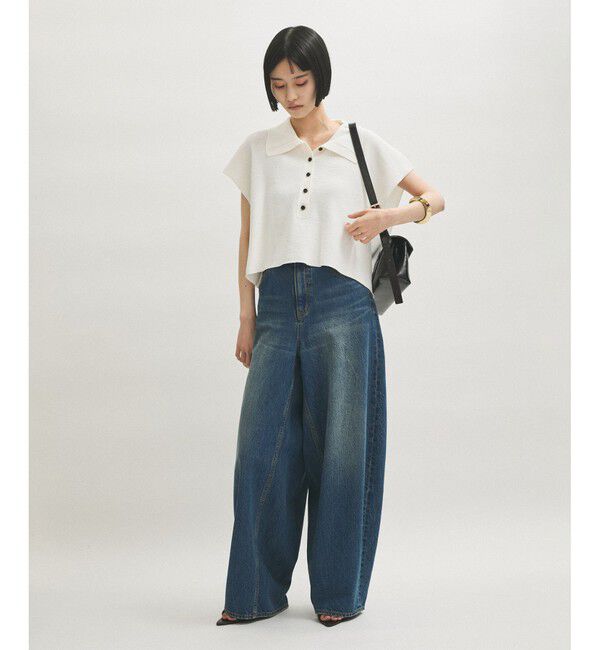 ADAM ET ROPE'「【WEB限定】・【サステナブル】ニットポロTEE」|ポロシャツ|