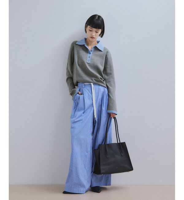 ADAM ET ROPE'「【WEB限定】・【サステナブル】バイカラーポロニットプルオーバー」|ポロシャツ|