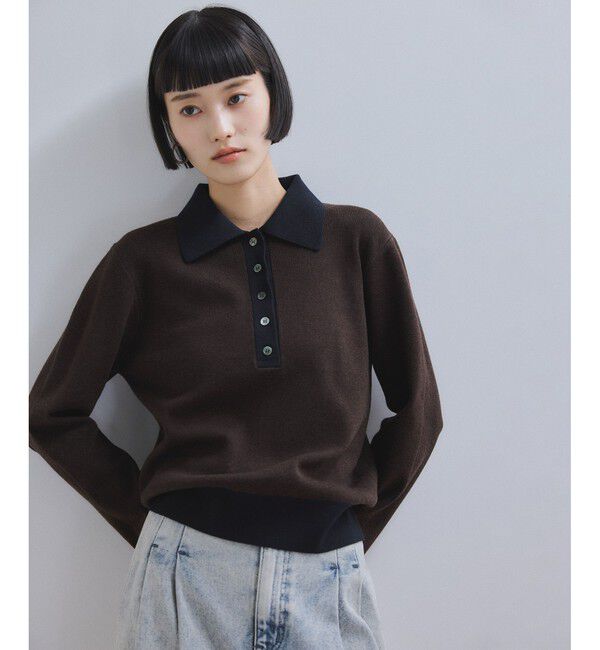 ADAM ET ROPE'「【WEB限定】・【サステナブル】バイカラーポロニットプルオーバー」|ポロシャツ|