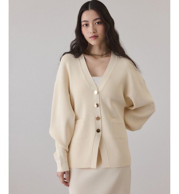 ADAM ET ROPE'「【サステナブル】フォルムリブカーディガン」|カーディガン|
