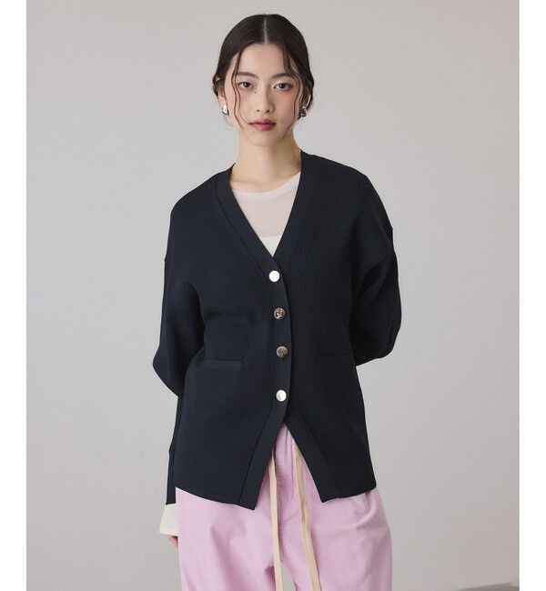 ADAM ET ROPE'「【サステナブル】フォルムリブカーディガン」|カーディガン|