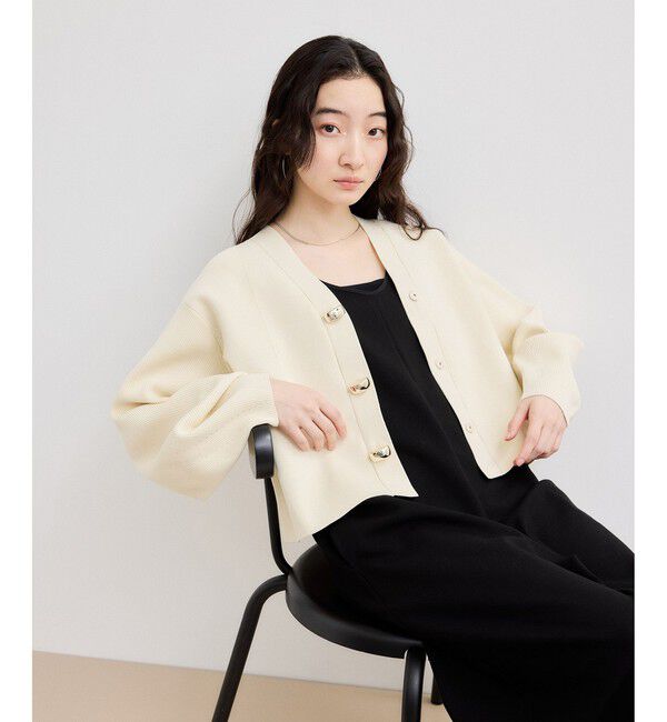 ADAM ET ROPE'「【WEB限定】・【サステナブル】セレクトネックカーディガン」|カーディガン|オフホワイト(15)