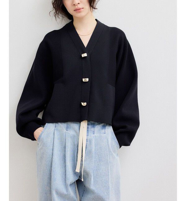ADAM ET ROPE'「【WEB限定】・【サステナブル】セレクトネックカーディガン」|カーディガン|ネイビー(40)