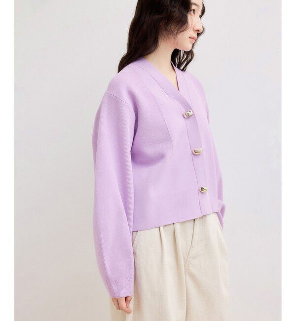 ADAM ET ROPE'「【WEB限定】・【サステナブル】セレクトネックカーディガン」|カーディガン|ラベンダー(52)