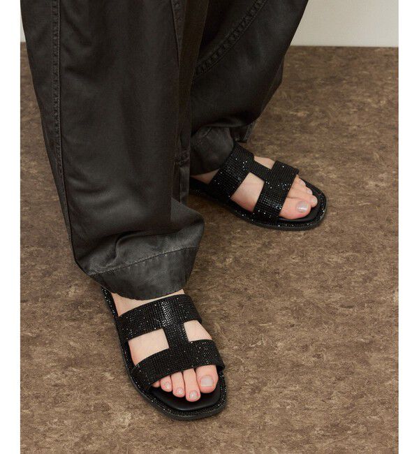 ADAM ET ROPE'「Iストラップラインストーンサンダル」|サンダル|