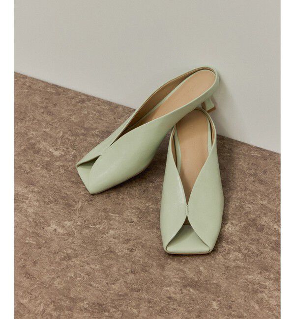 ADAM ET ROPE'「スクエアトゥカーブラインミュール」|サンダル|ライトグリン(33)