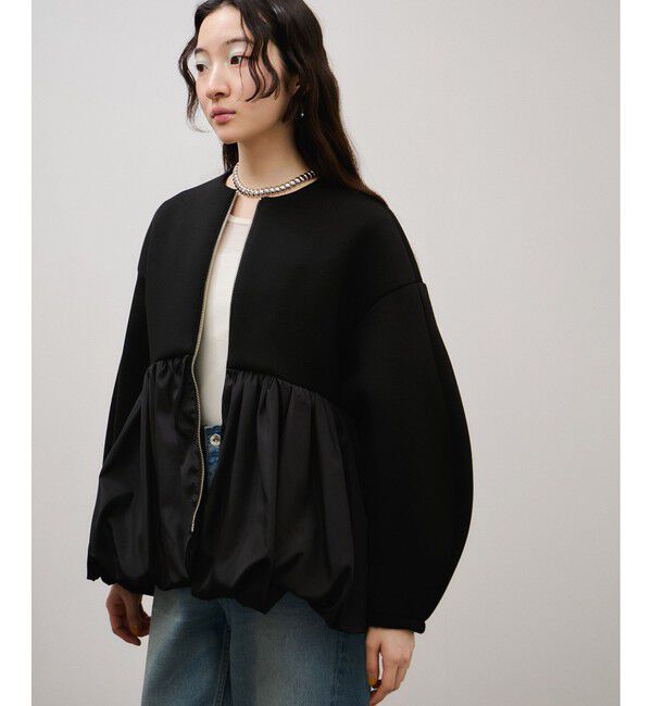 ADAM ET ROPE'「ダンボールタフタペプラムカットソーカーディガン」|カーディガン|