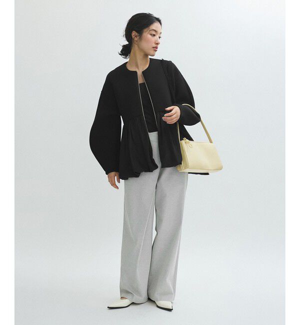 ADAM ET ROPE'「ダンボールタフタペプラムカットソーカーディガン」|カーディガン|