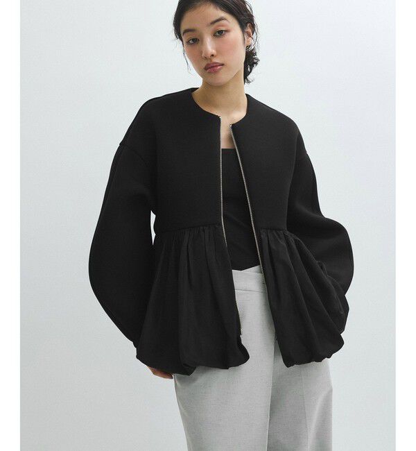 ADAM ET ROPE'「ダンボールタフタペプラムカットソーカーディガン」|カーディガン|