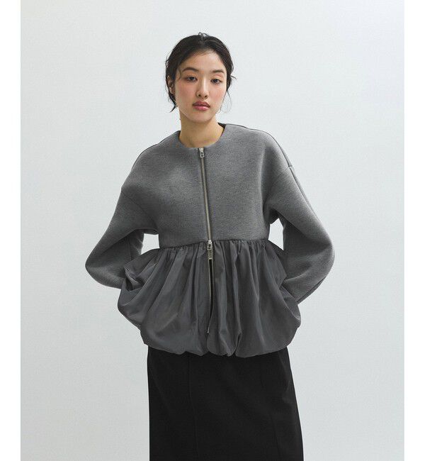 ADAM ET ROPE'「ダンボールタフタペプラムカットソーカーディガン」|カーディガン|