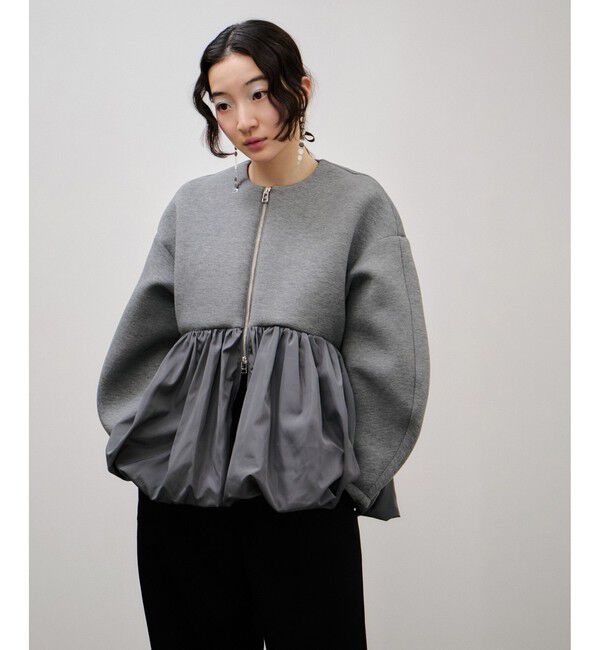 ADAM ET ROPE'「ダンボールタフタペプラムカットソーカーディガン」|カーディガン|