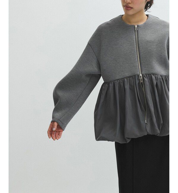 ADAM ET ROPE'「ダンボールタフタペプラムカットソーカーディガン」|カーディガン|