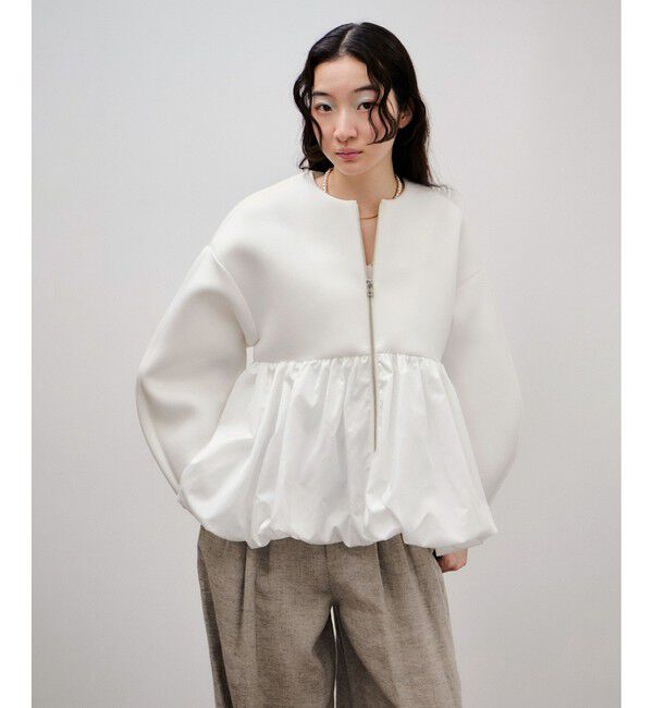 ADAM ET ROPE'「ダンボールタフタペプラムカットソーカーディガン」|カーディガン|