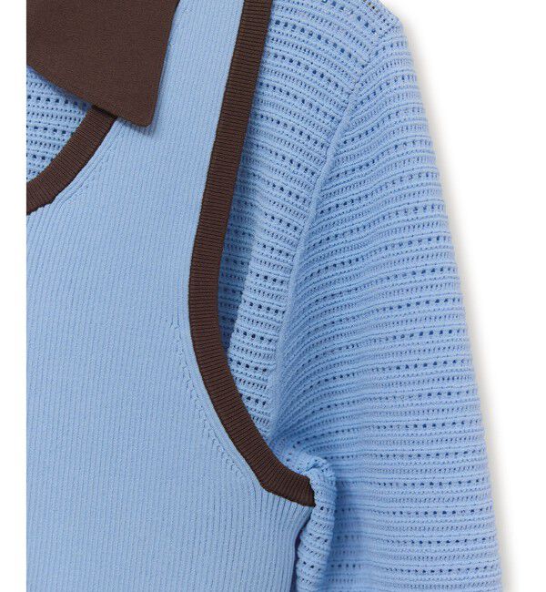 ADAM ET ROPE'「【サステナブル】タンクコンビパターンポロニット」|ポロシャツ|