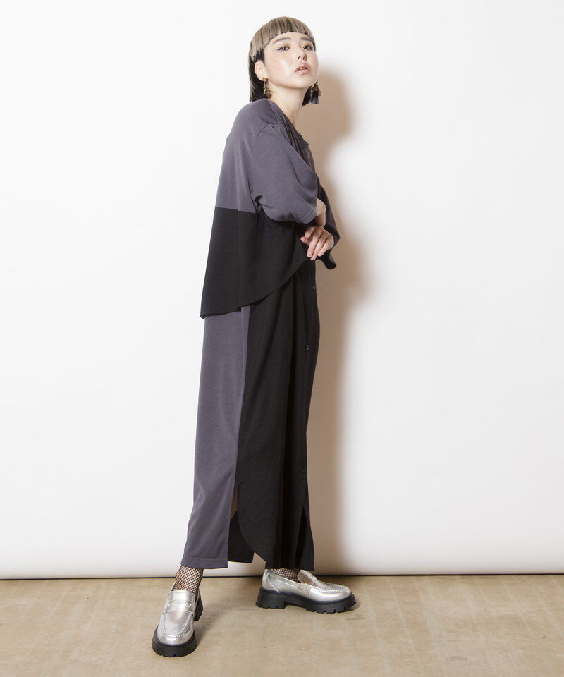  「シャツ切替ワンピース」|ワンピース|