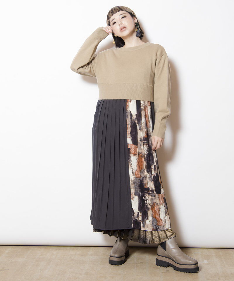  「2WAYバックプリーツニットカーディガン」|ワンピース|