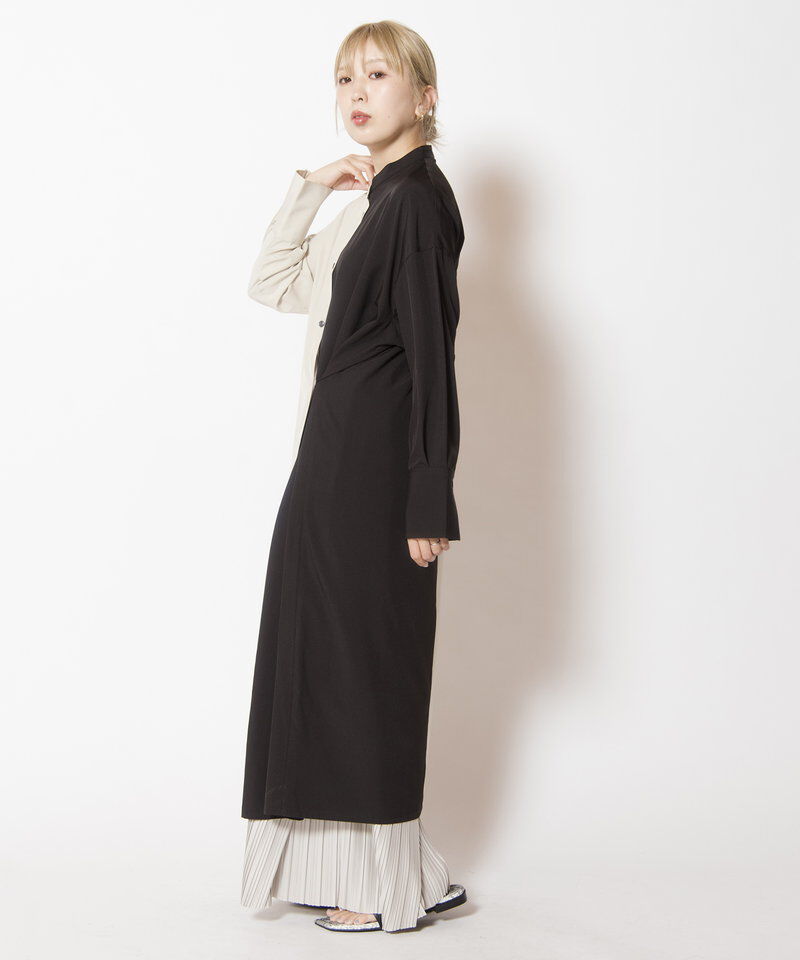  「バイカラーボタンアレンジワンピース」|ワンピース|