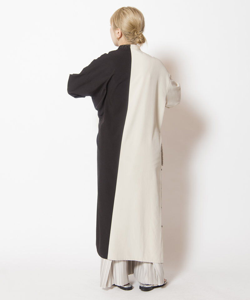  「バイカラーボタンアレンジワンピース」|ワンピース|