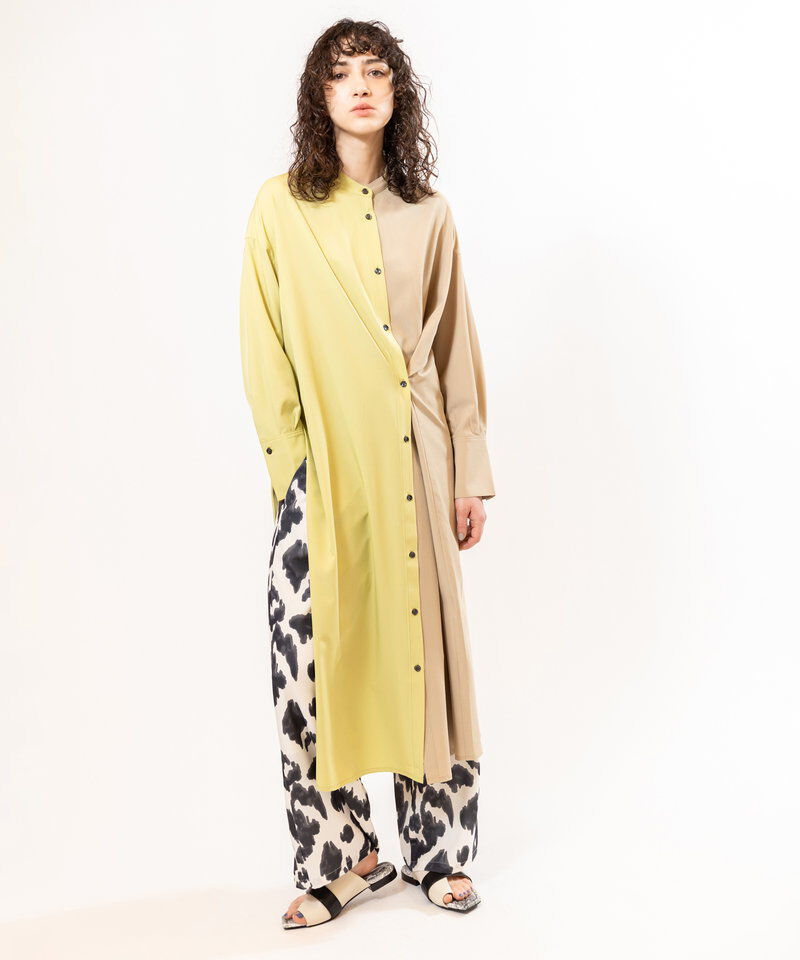  「バイカラーボタンアレンジワンピース」|ワンピース|