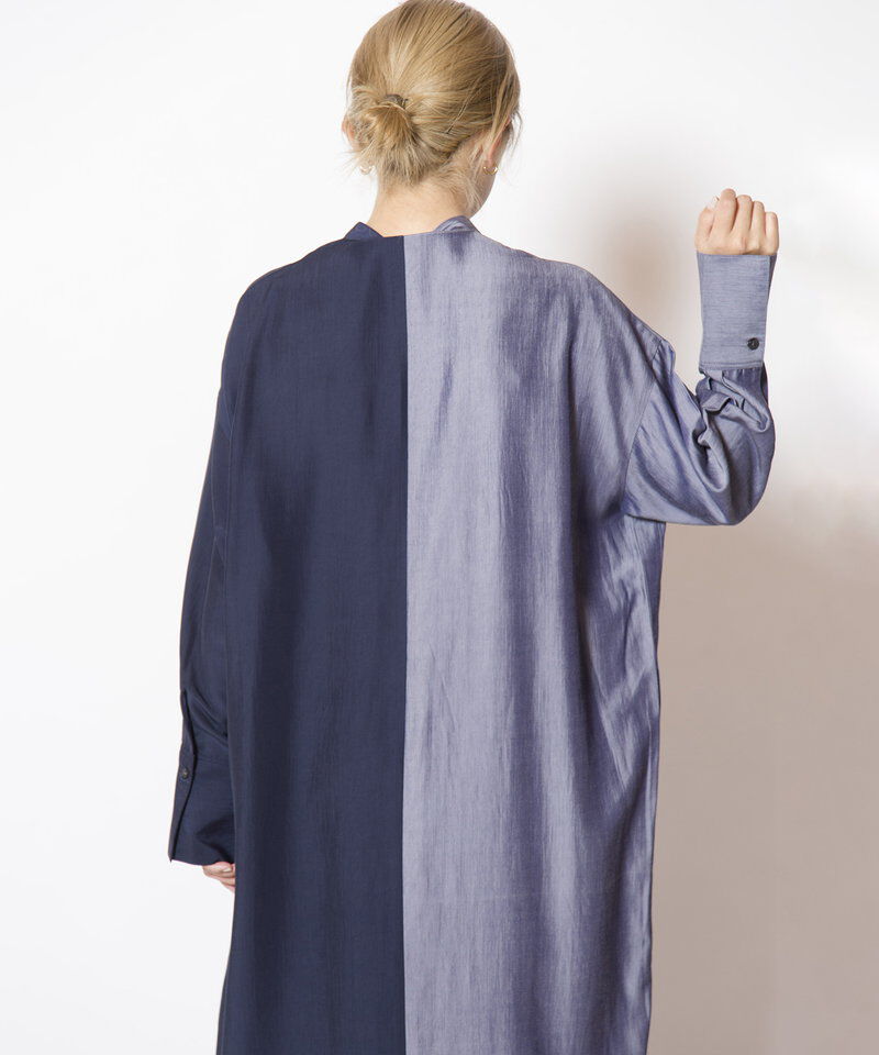  「バイカラーボタンアレンジワンピース」|ワンピース|