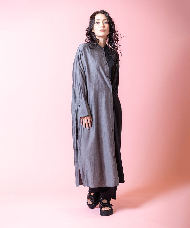  「バイカラーボタンアレンジワンピース」|ワンピース|