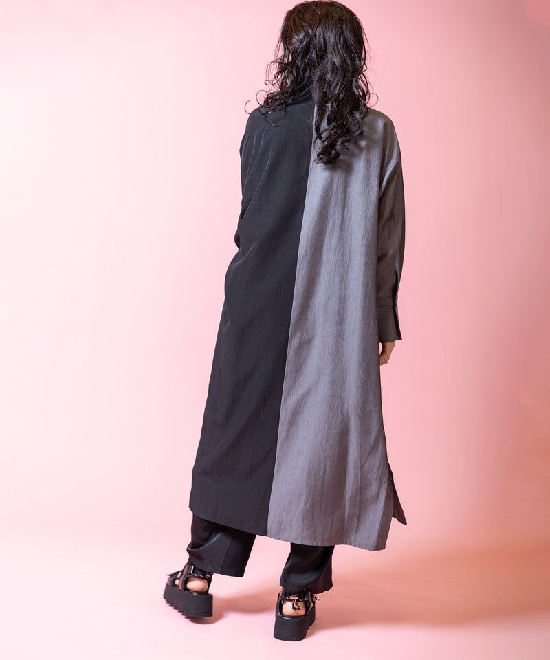  「バイカラーボタンアレンジワンピース」|ワンピース|