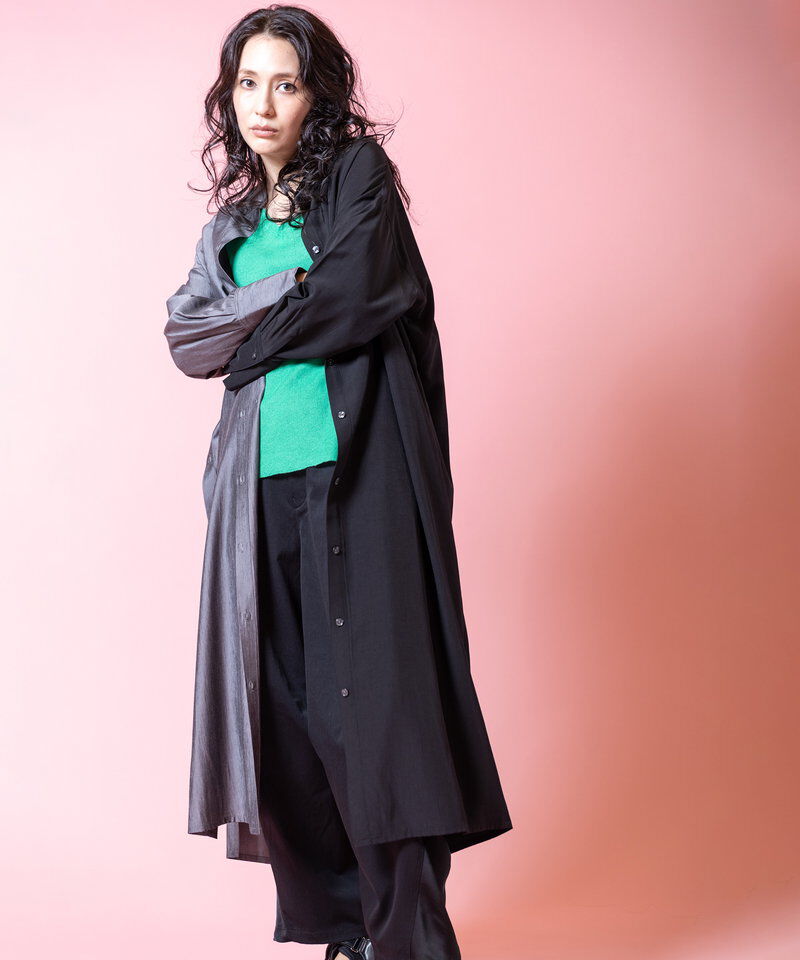  「バイカラーボタンアレンジワンピース」|ワンピース|