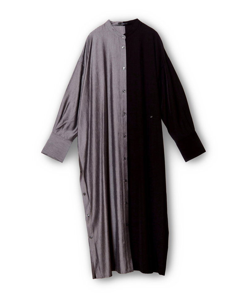  「バイカラーボタンアレンジワンピース」|ワンピース|