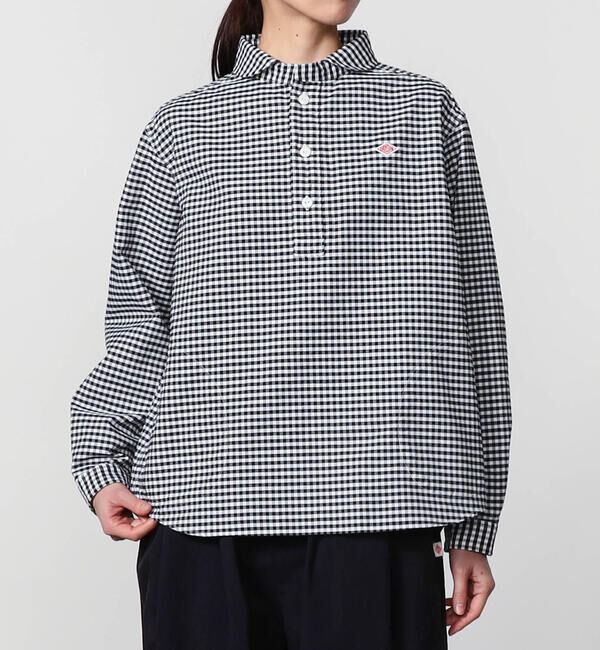DANTON「DANTON | オックスフォード 丸襟プルオーバーシャツ CHECK WOMEN」|シャツ・ブラウス|BLACK系1