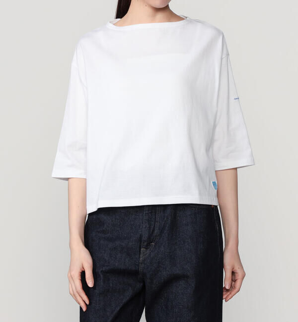 ORCIVAL「ORCIVAL | コットンレジェ ボートネック ボーダーTシャツ WOMEN」|Tシャツ・カットソー|WHITE