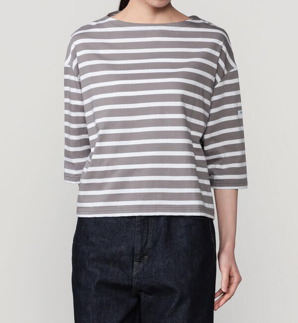 ORCIVAL「ORCIVAL | コットンレジェ ボートネック ボーダーTシャツ WOMEN」|Tシャツ・カットソー|GREY系2