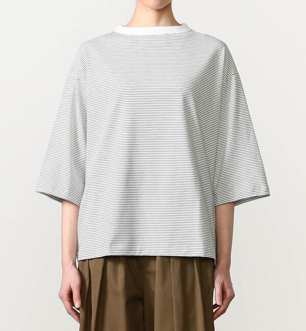 handvaerk「handvaerk | 60/2 ボトルネックTシャツ STRIPE WOMEN」|Tシャツ・カットソー|