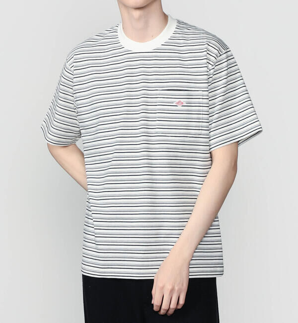 DANTON「DANTON | マルチボーダー ポケットクルーネックTシャツ MEN」|Tシャツ・カットソー|