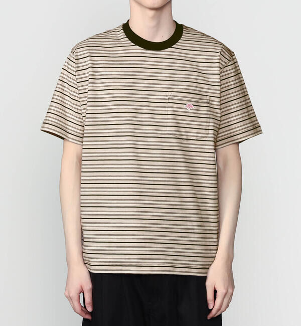 DANTON「DANTON | マルチボーダー ポケットクルーネックTシャツ MEN」|Tシャツ・カットソー|