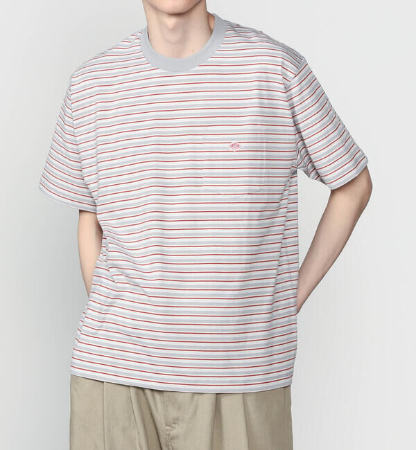 DANTON「DANTON | マルチボーダー ポケットクルーネックTシャツ MEN」|Tシャツ・カットソー|