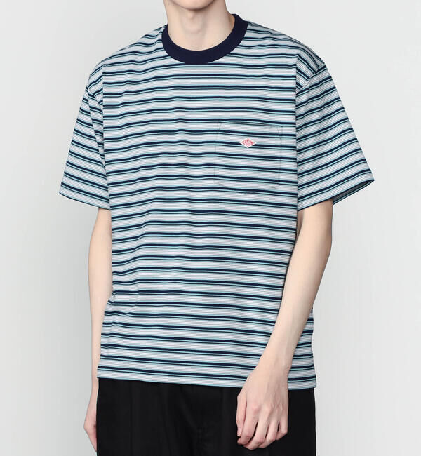DANTON「DANTON | マルチボーダー ポケットクルーネックTシャツ MEN」|Tシャツ・カットソー|