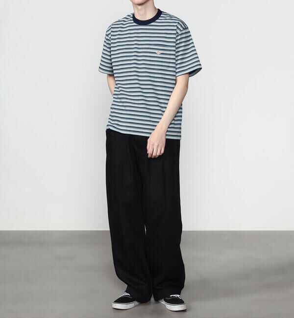 DANTON「DANTON | マルチボーダー ポケットクルーネックTシャツ MEN」|Tシャツ・カットソー|
