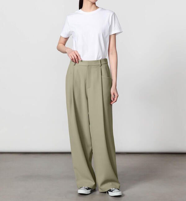 GYMPHLEX「Gymphlex | タック ワイドイージーパンツ WOMEN」|チノ|