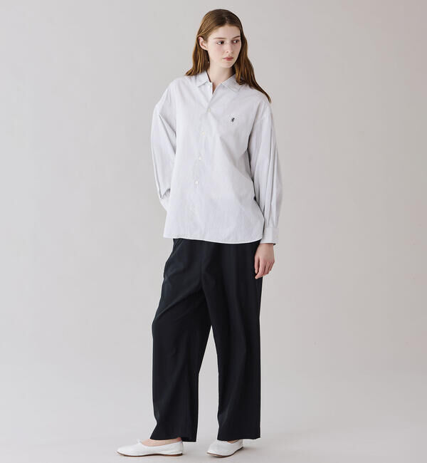 GYMPHLEX「Gymphlex | コットン ストライプ 長袖チュニックシャツ WOMEN」|シャツ・ブラウス|