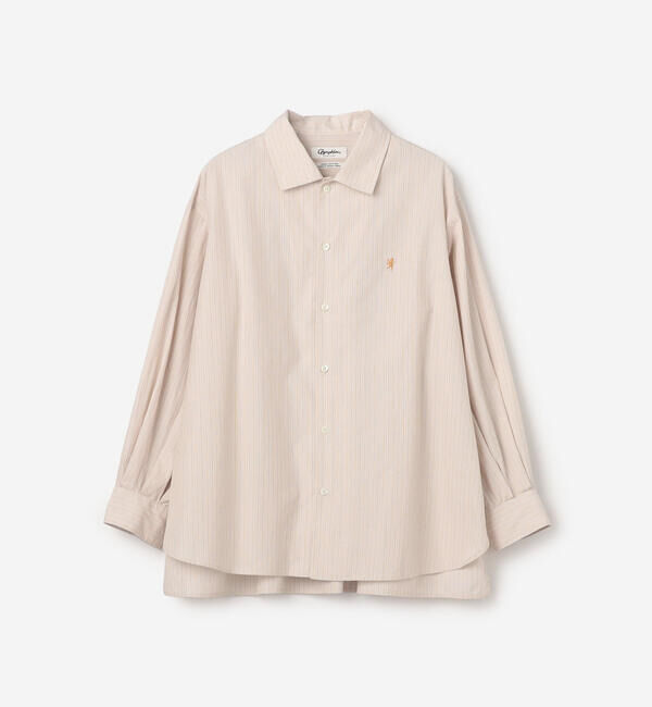 GYMPHLEX「Gymphlex | コットン マルチストライプ 長袖チュニックシャツ WOMEN」|シャツ・ブラウス|