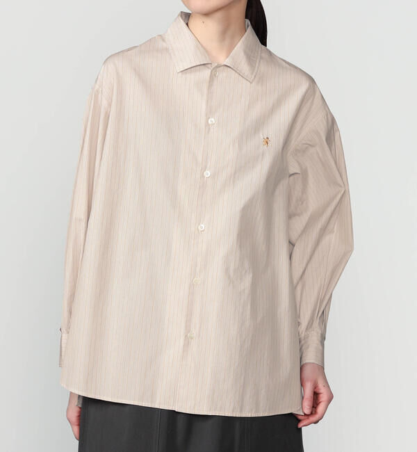 GYMPHLEX「Gymphlex | コットン マルチストライプ 長袖チュニックシャツ WOMEN」|シャツ・ブラウス|